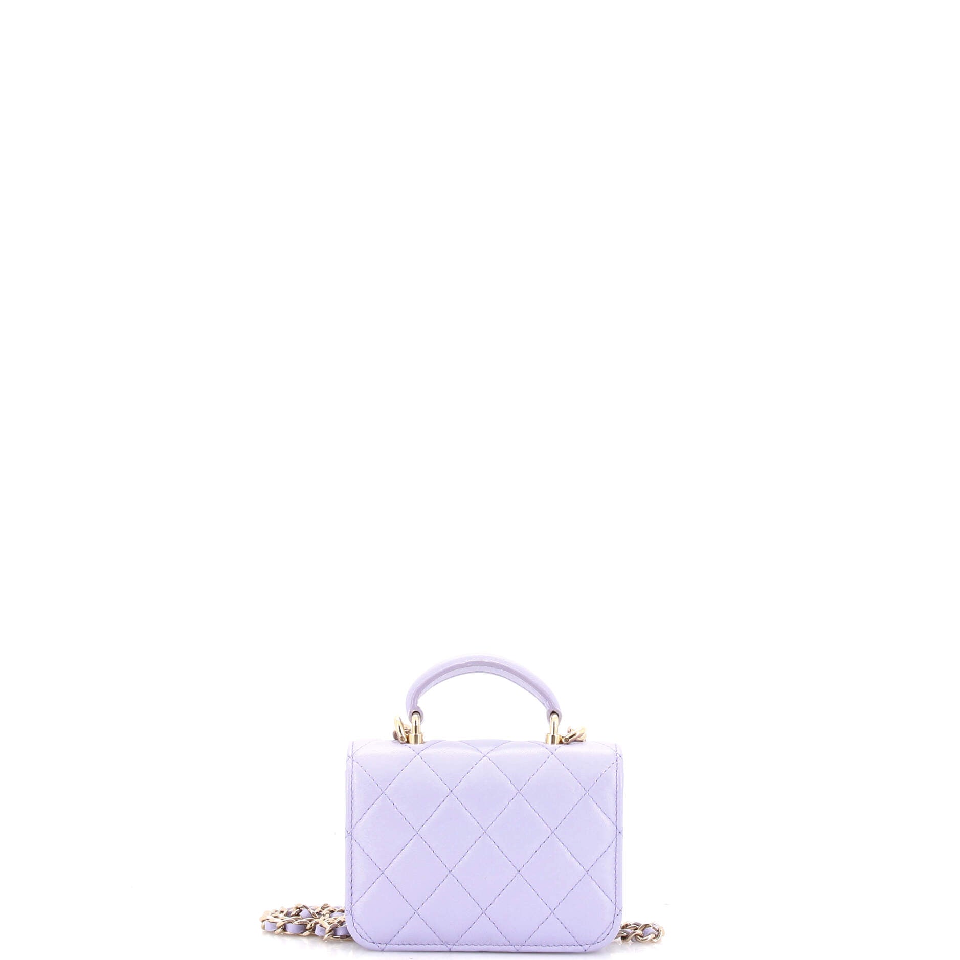 Top Handle Flap Coin Purse with Chain Quilted Lambskin