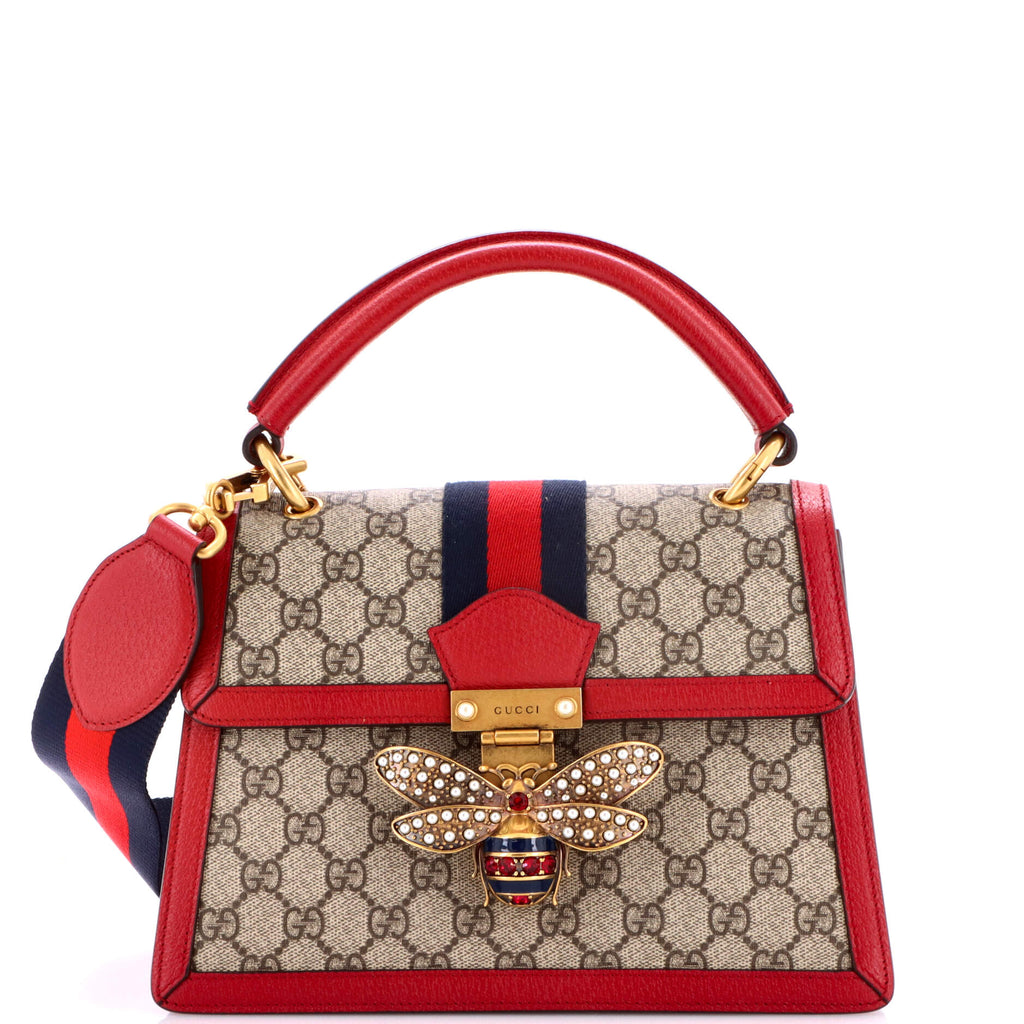 Queen Margaret Top Handle Bag GG Coated Canvas with Leather Small