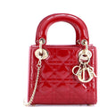 Lady Dior Chain Bag Cannage Quilt Patent Mini