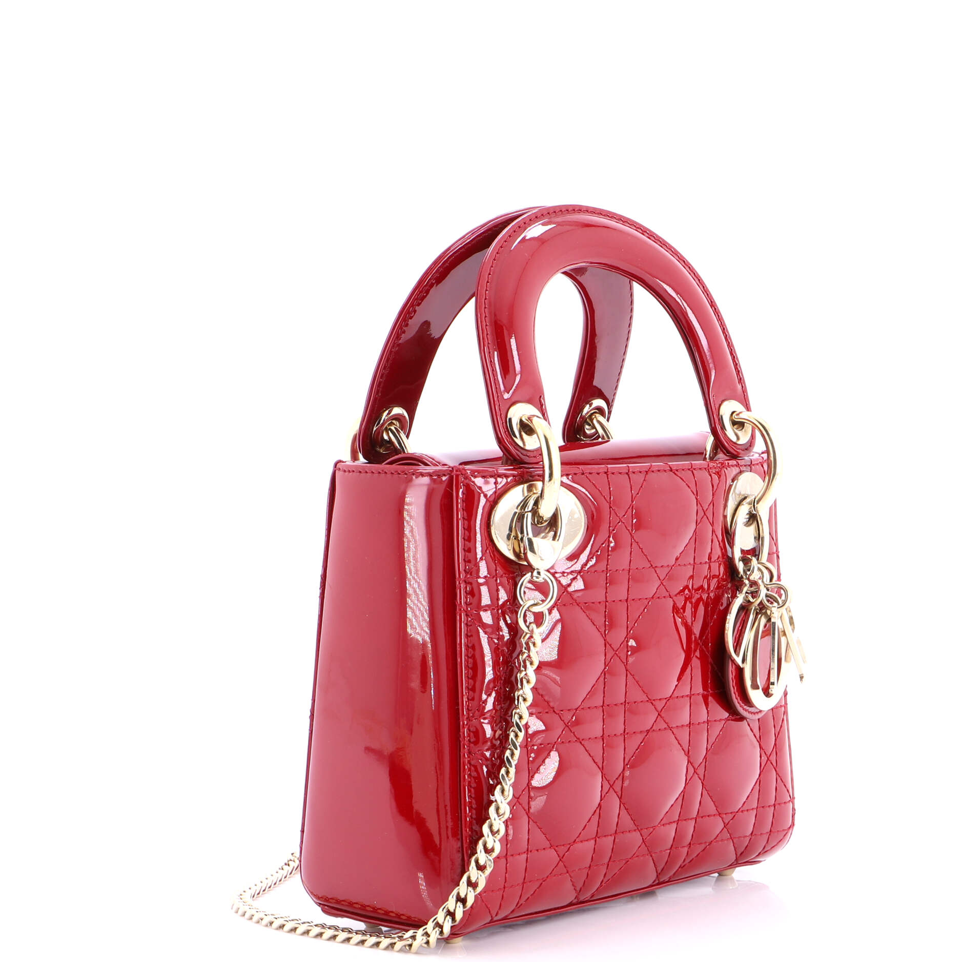 Lady Dior Chain Bag Cannage Quilt Patent Mini