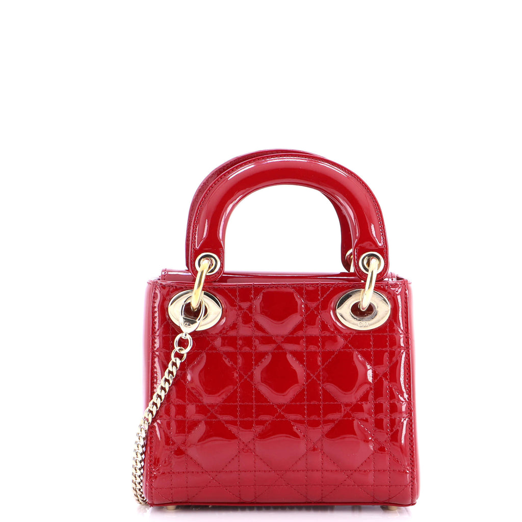 Lady Dior Chain Bag Cannage Quilt Patent Mini