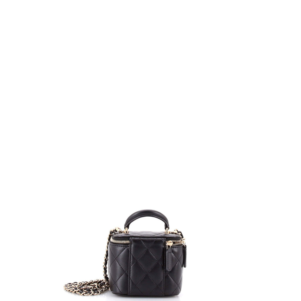 Classic Top Handle Vanity Case with Chain Quilted Lambskin Mini