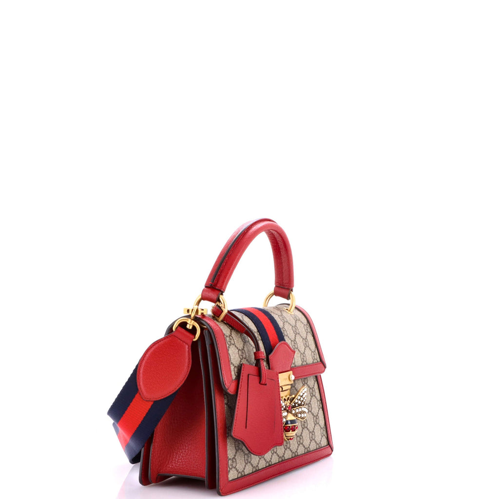 Queen Margaret Top Handle Bag GG Coated Canvas with Leather Small
