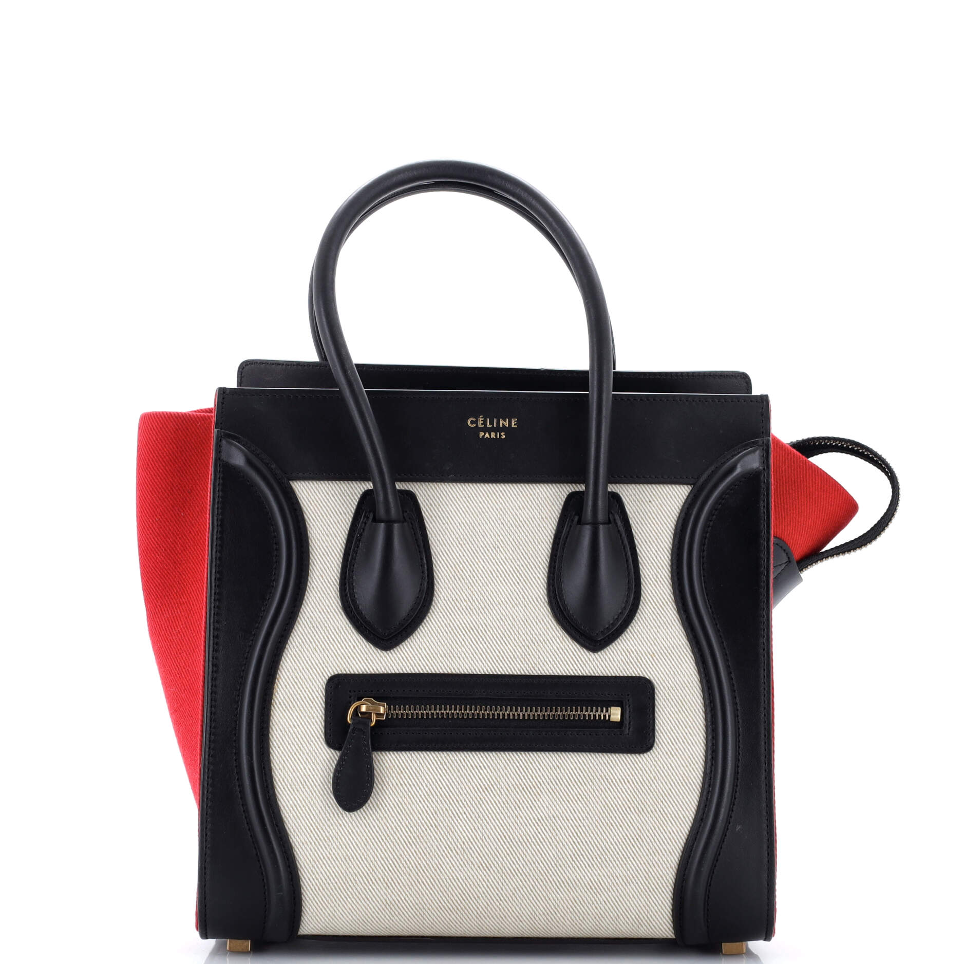 Tricolor Luggage Bag Canvas and Leather Micro