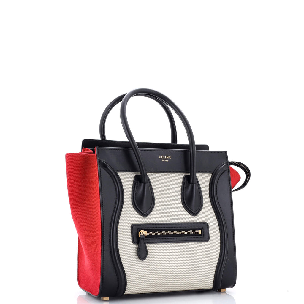 Tricolor Luggage Bag Canvas and Leather Micro