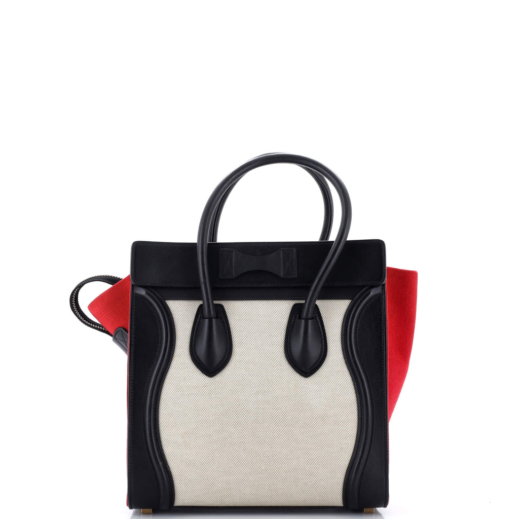 Tricolor Luggage Bag Canvas and Leather Micro