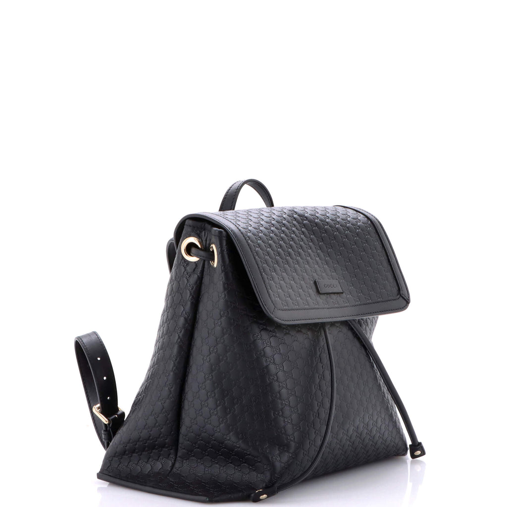 Drawstring Flap Backpack Microguccissima Leather Medium