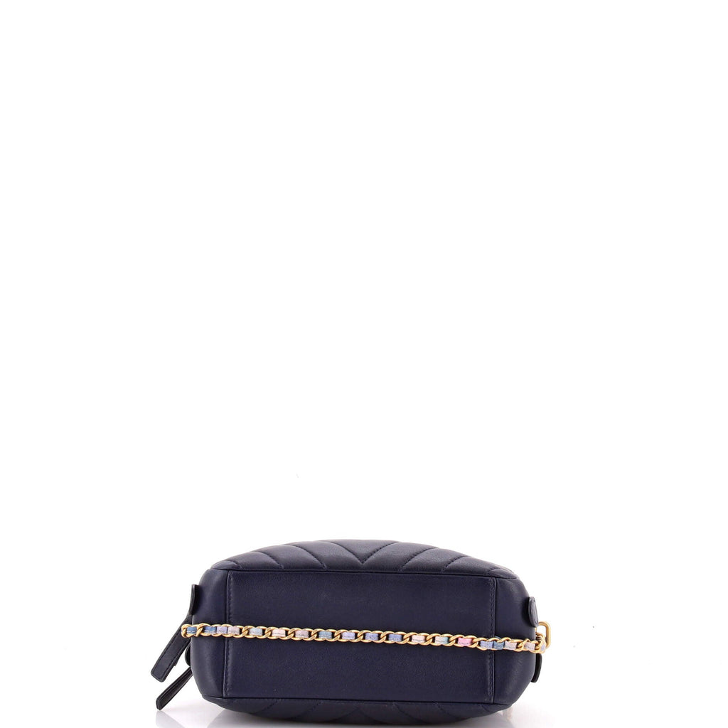 CC Front Pocket Chain Camera Bag Chevron Calfskin Small
