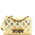 Jewelled Flap Satchel Quilted Leather Medium