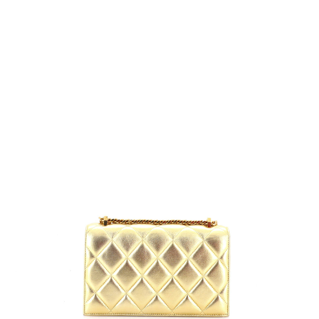 Jewelled Flap Satchel Quilted Leather Medium