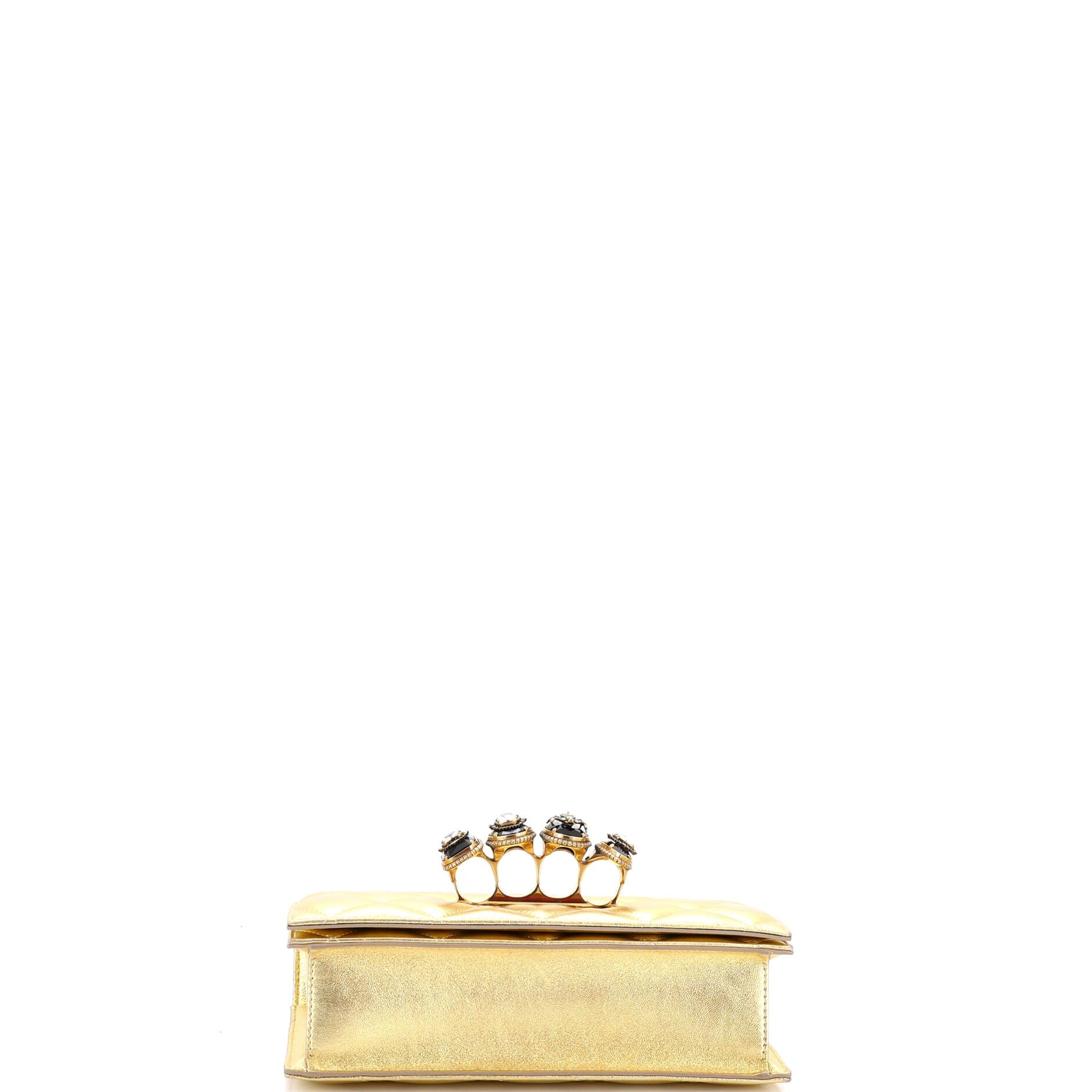 Jewelled Flap Satchel Quilted Leather Medium
