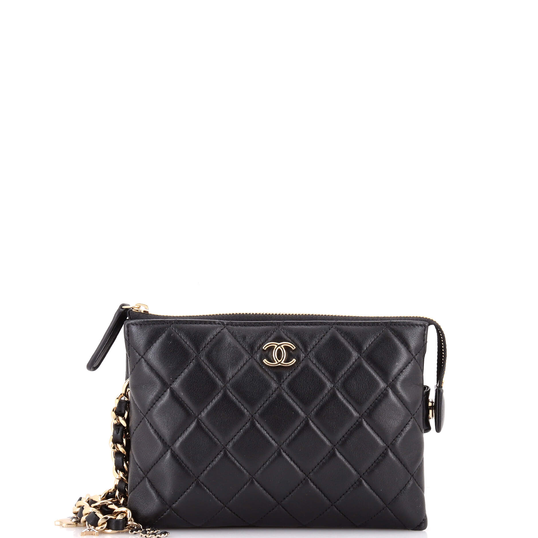Coco Charms Wristlet Pouch Quilted Lambskin