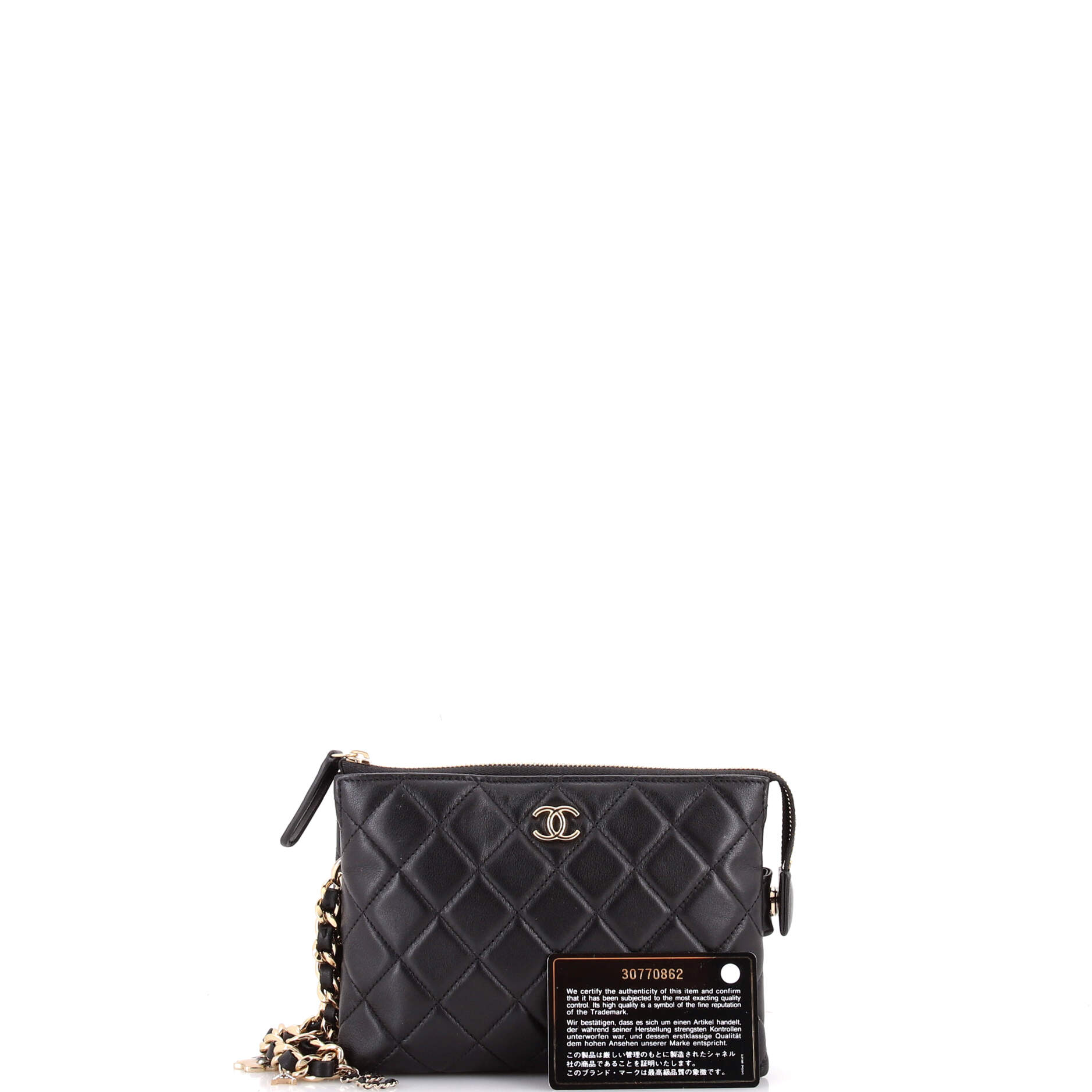 Coco Charms Wristlet Pouch Quilted Lambskin