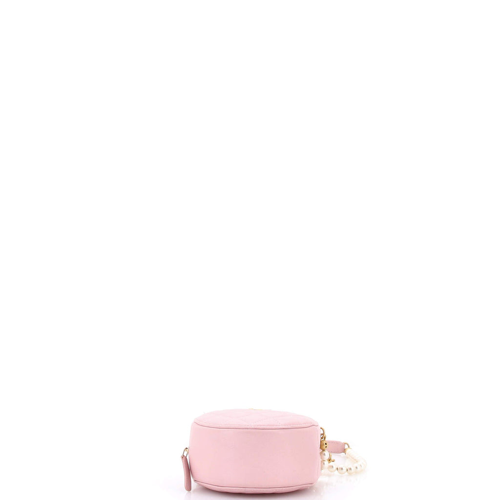About Pearls Round Clutch with Chain Quilted Lambskin Mini