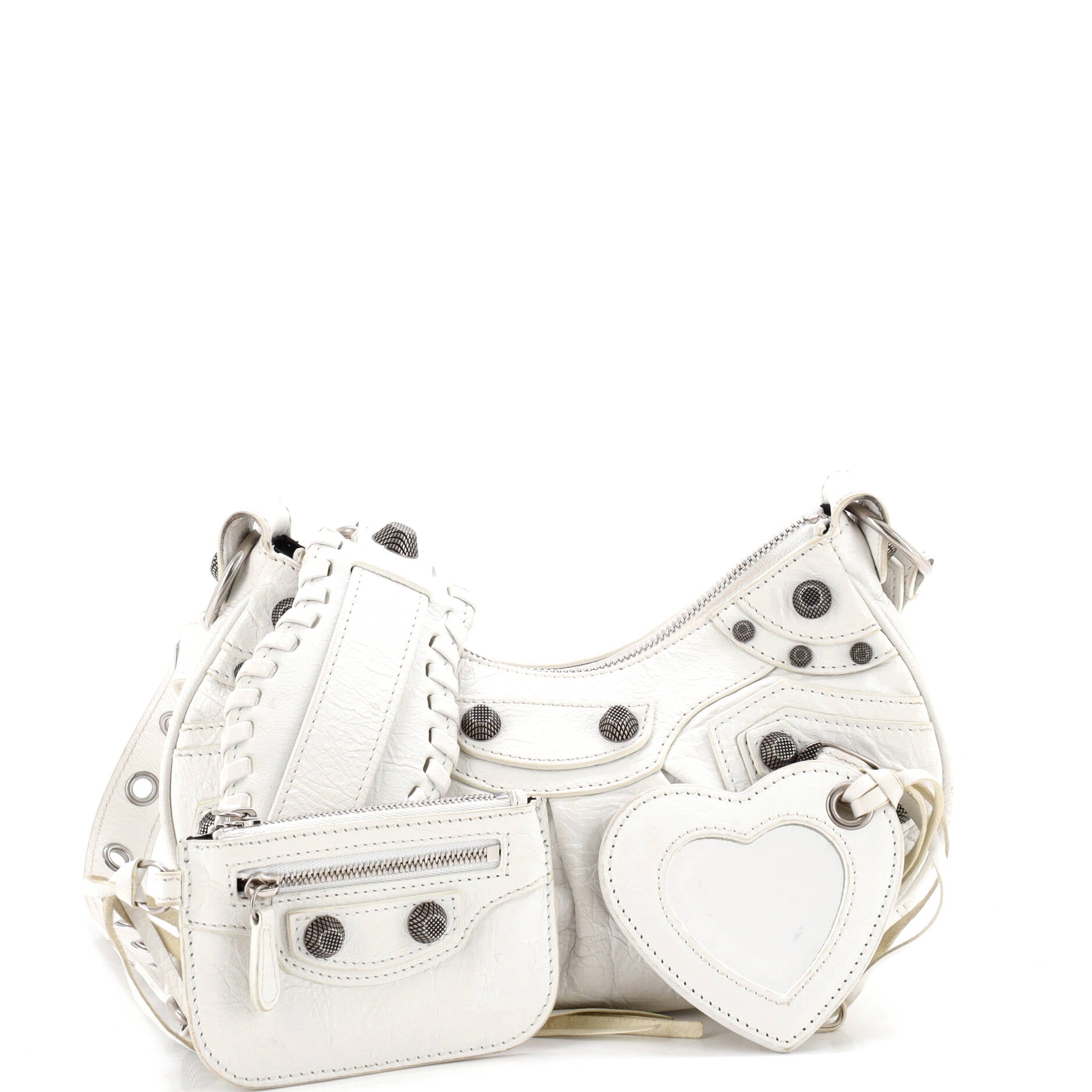 Le Cagole Giant Studs Shoulder Bag Leather XS