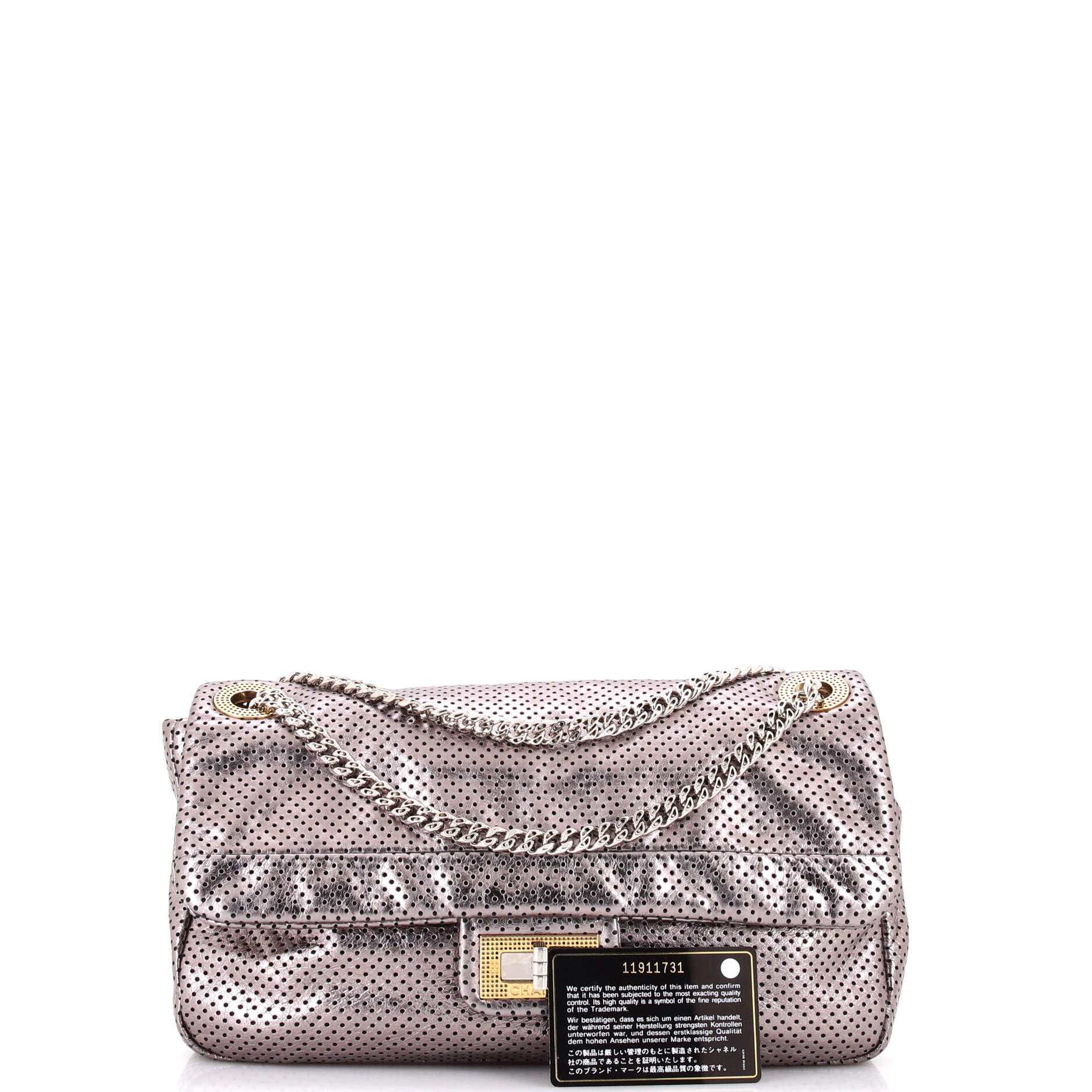 Drill Flap Bag Perforated Leather Medium