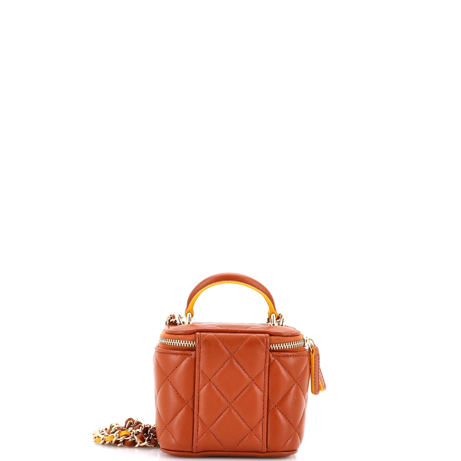 Classic Top Handle Vanity Case with Chain Quilted Lambskin Mini