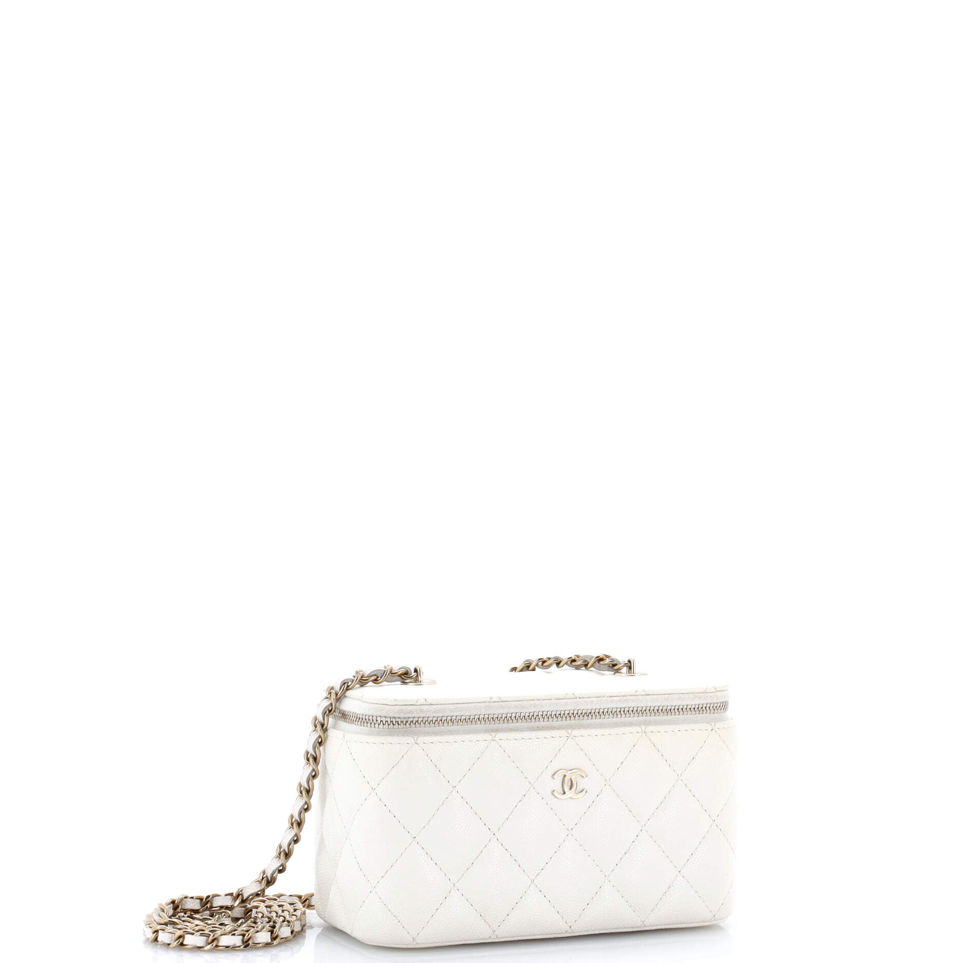Classic Vanity Case with Chain Quilted Caviar Small