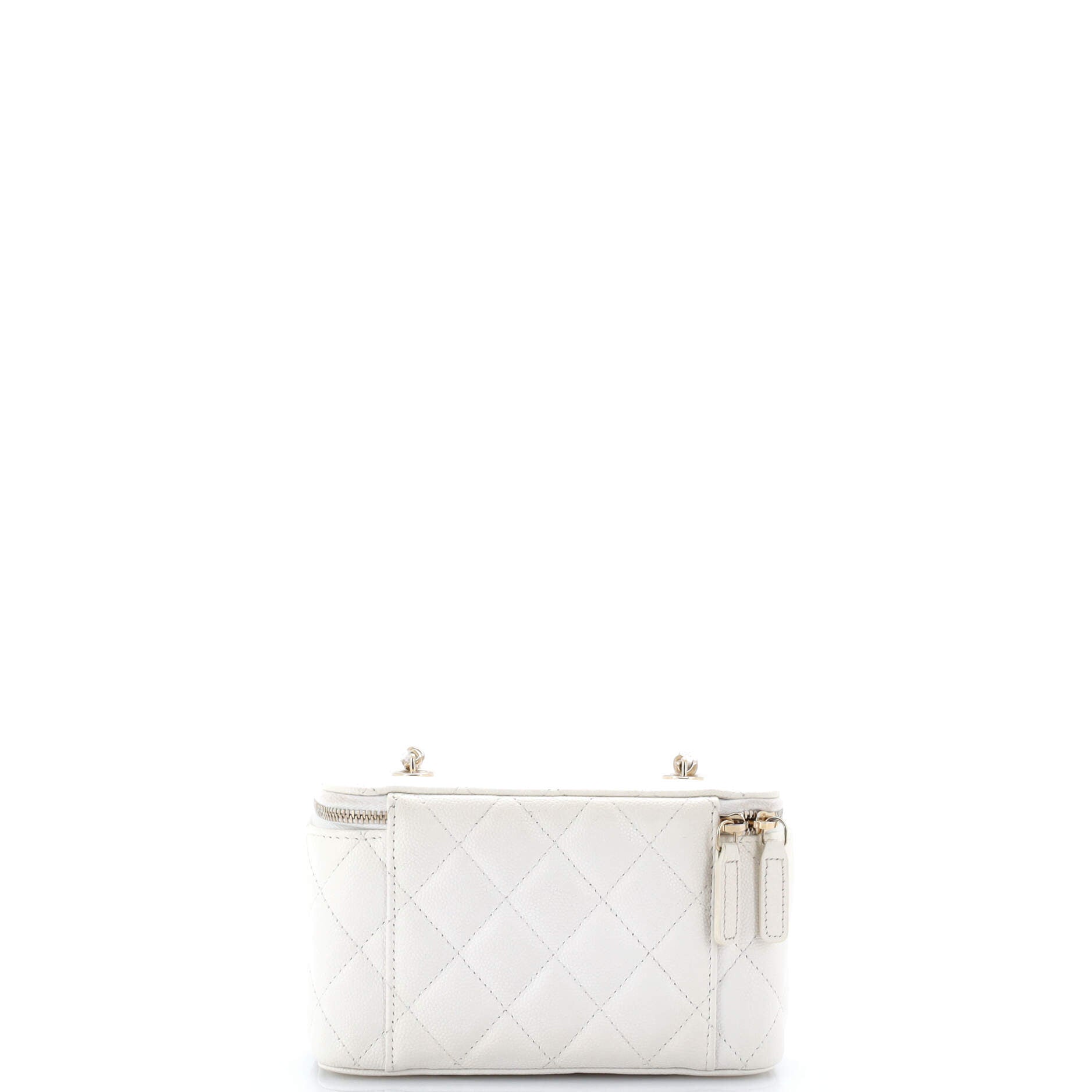 Classic Vanity Case with Chain Quilted Caviar Small
