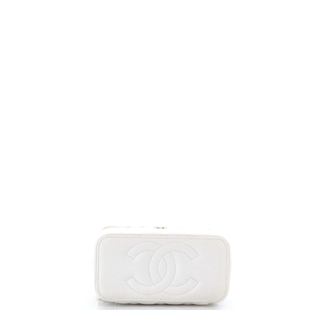 Classic Vanity Case with Chain Quilted Caviar Small