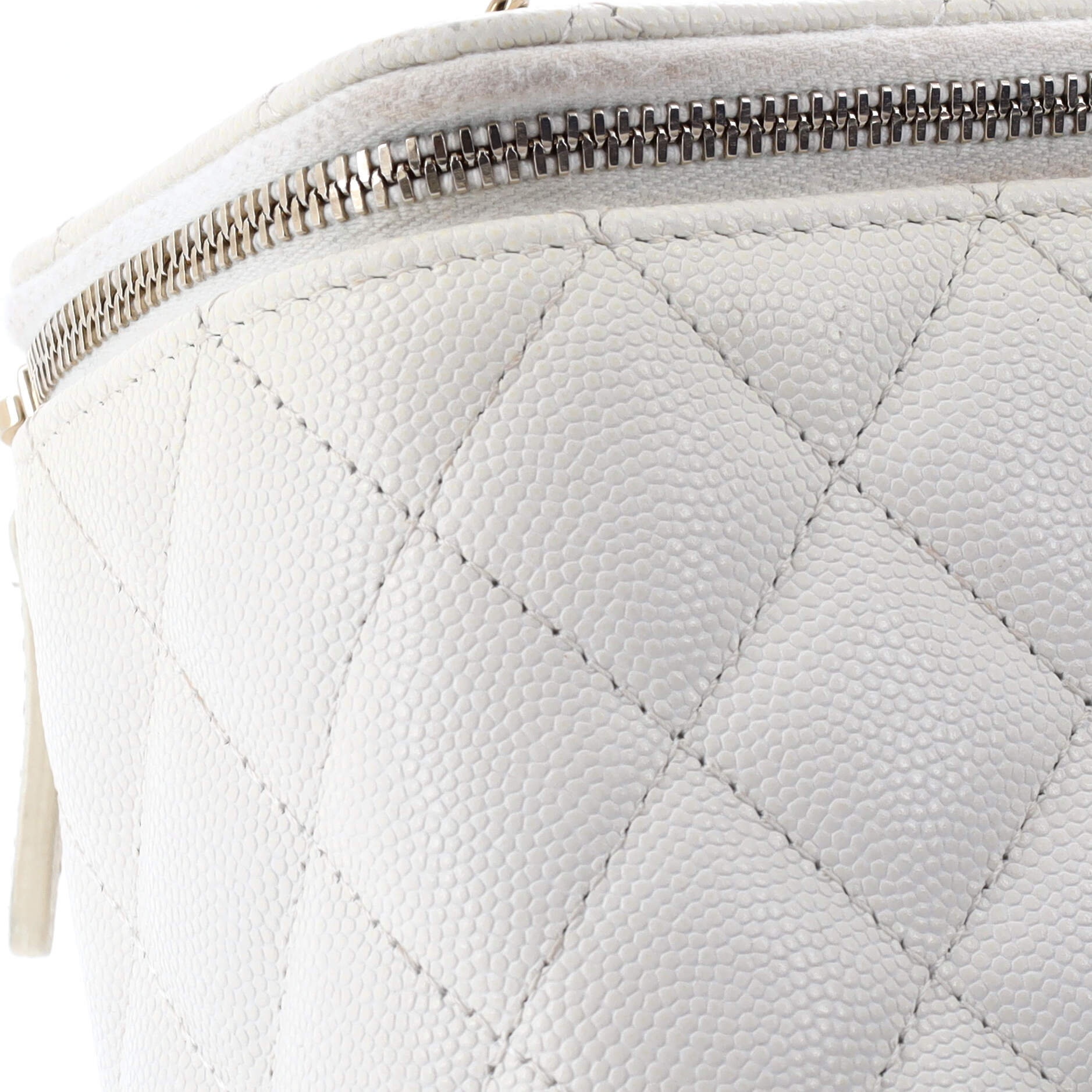 Classic Vanity Case with Chain Quilted Caviar Small