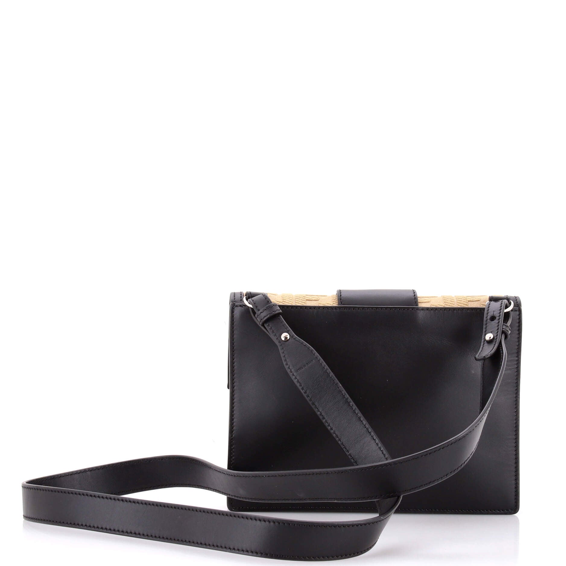 Flat Baguette Crossbody Bag Leather with Zucca Jacquard Medium