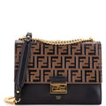Kan U Shoulder Bag Zucca Embossed Leather Medium