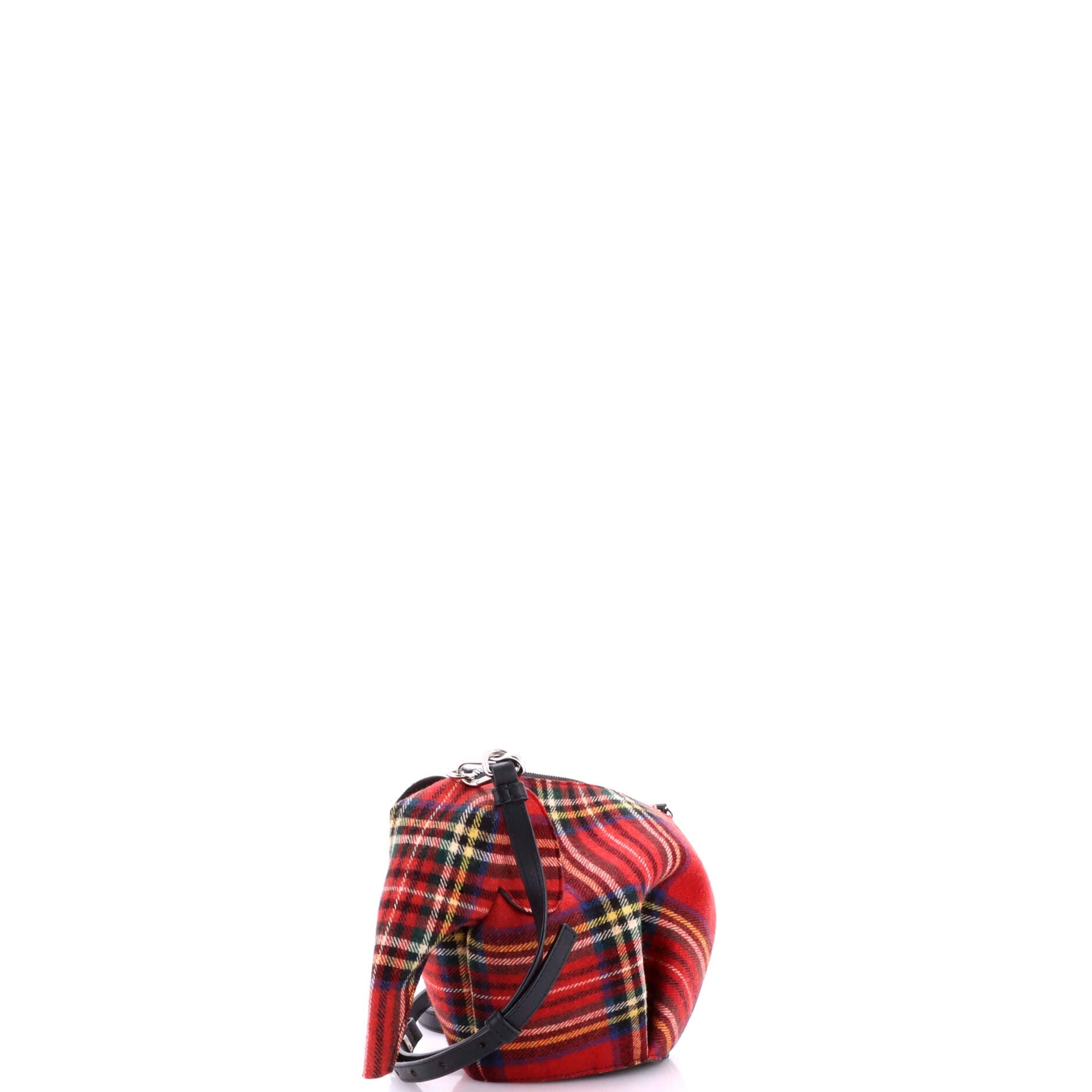 Elephant Crossbody Bag Tartan Wool and Leather Mini