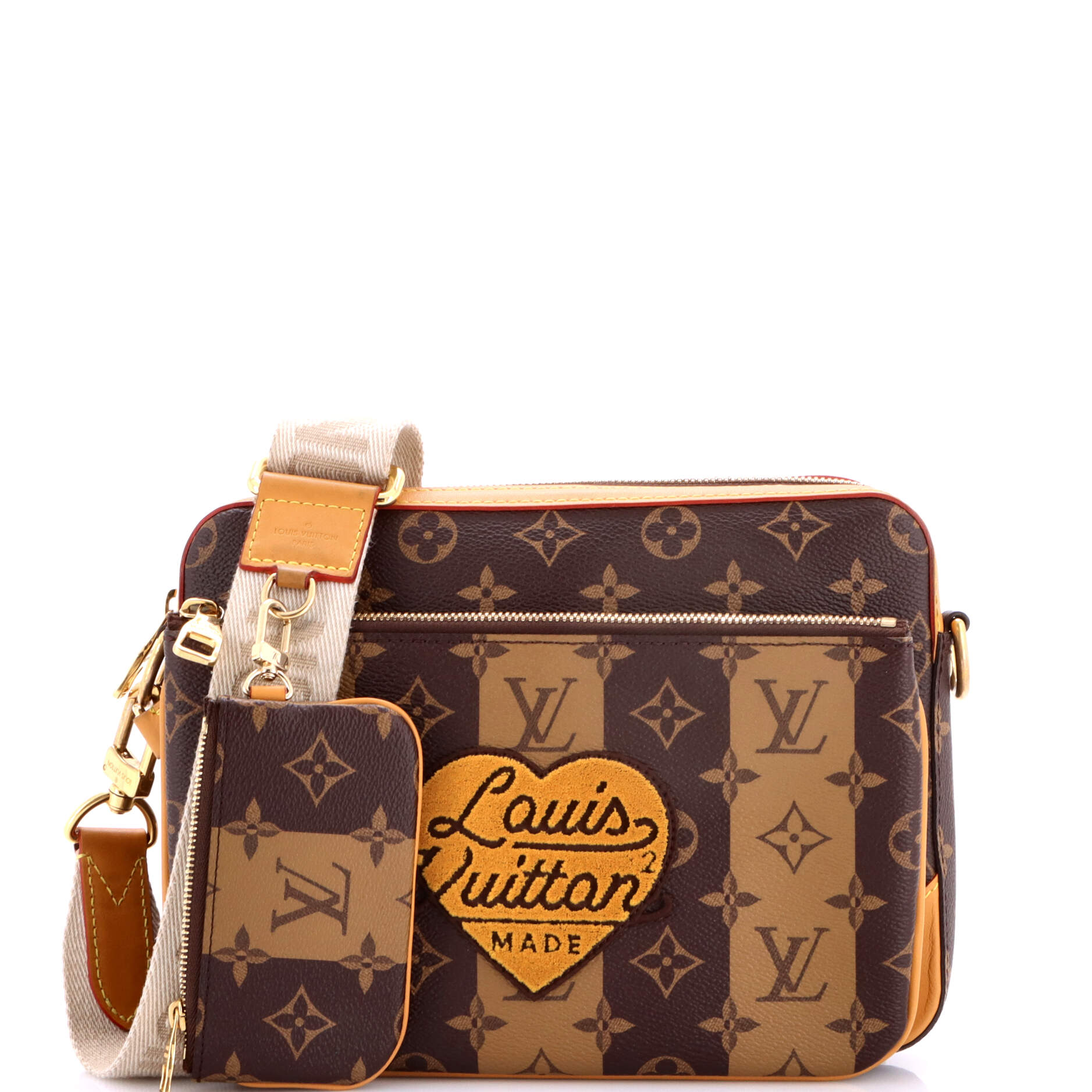 Nigo Trio Messenger Bag Limited Edition Stripes Monogram Canvas