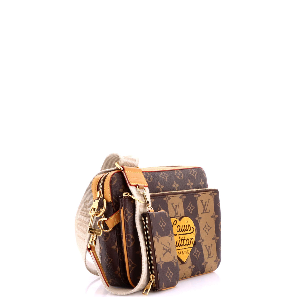 Nigo Trio Messenger Bag Limited Edition Stripes Monogram Canvas