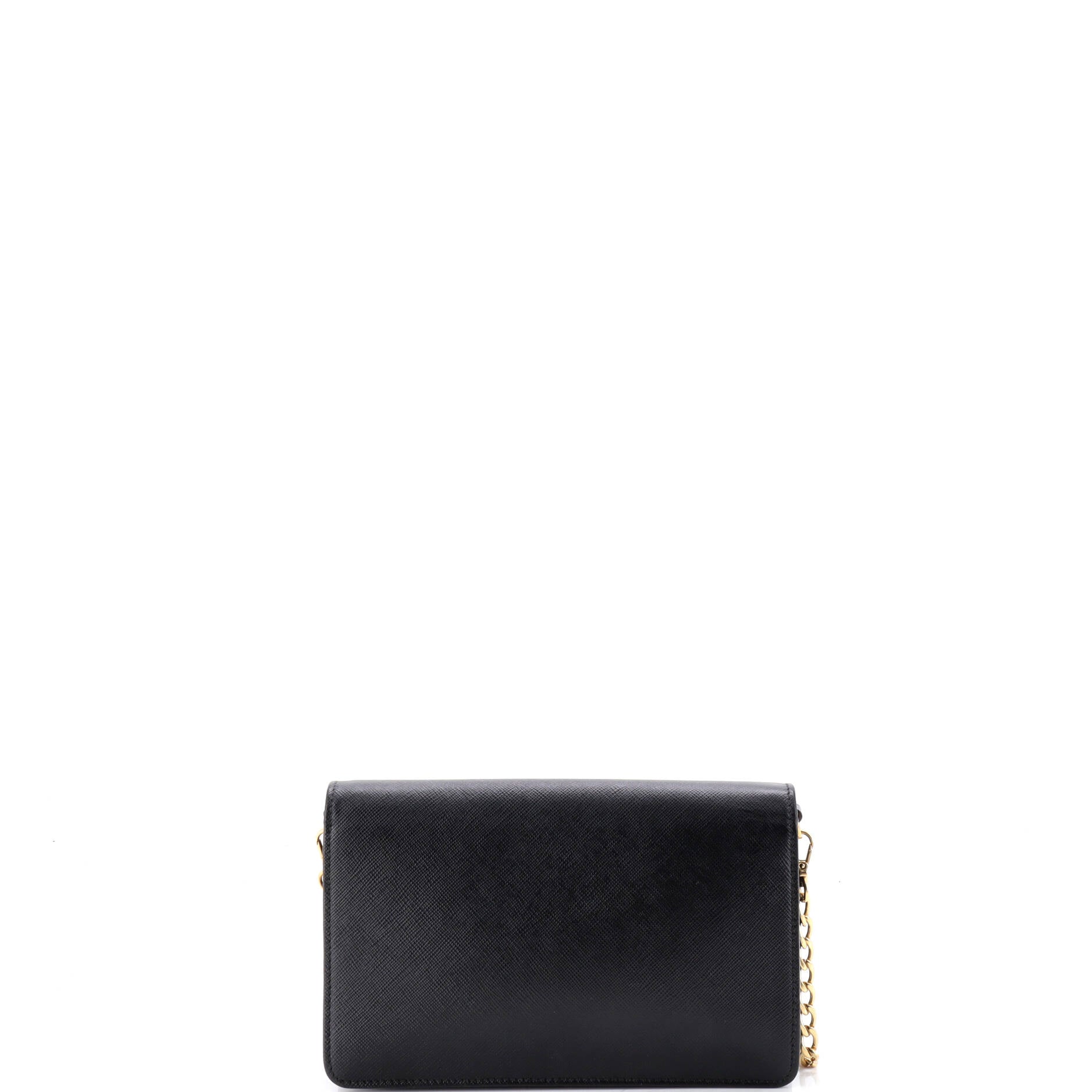 Monochrome Wallet on Chain Saffiano Leather Mini