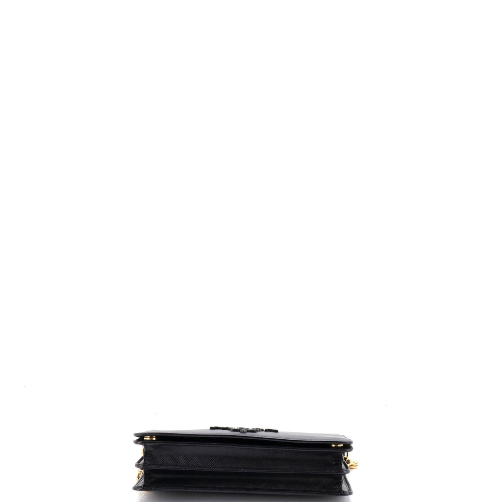 Monochrome Wallet on Chain Saffiano Leather Mini