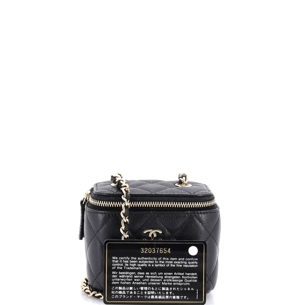 Classic Vanity Case with Chain Quilted Caviar Mini