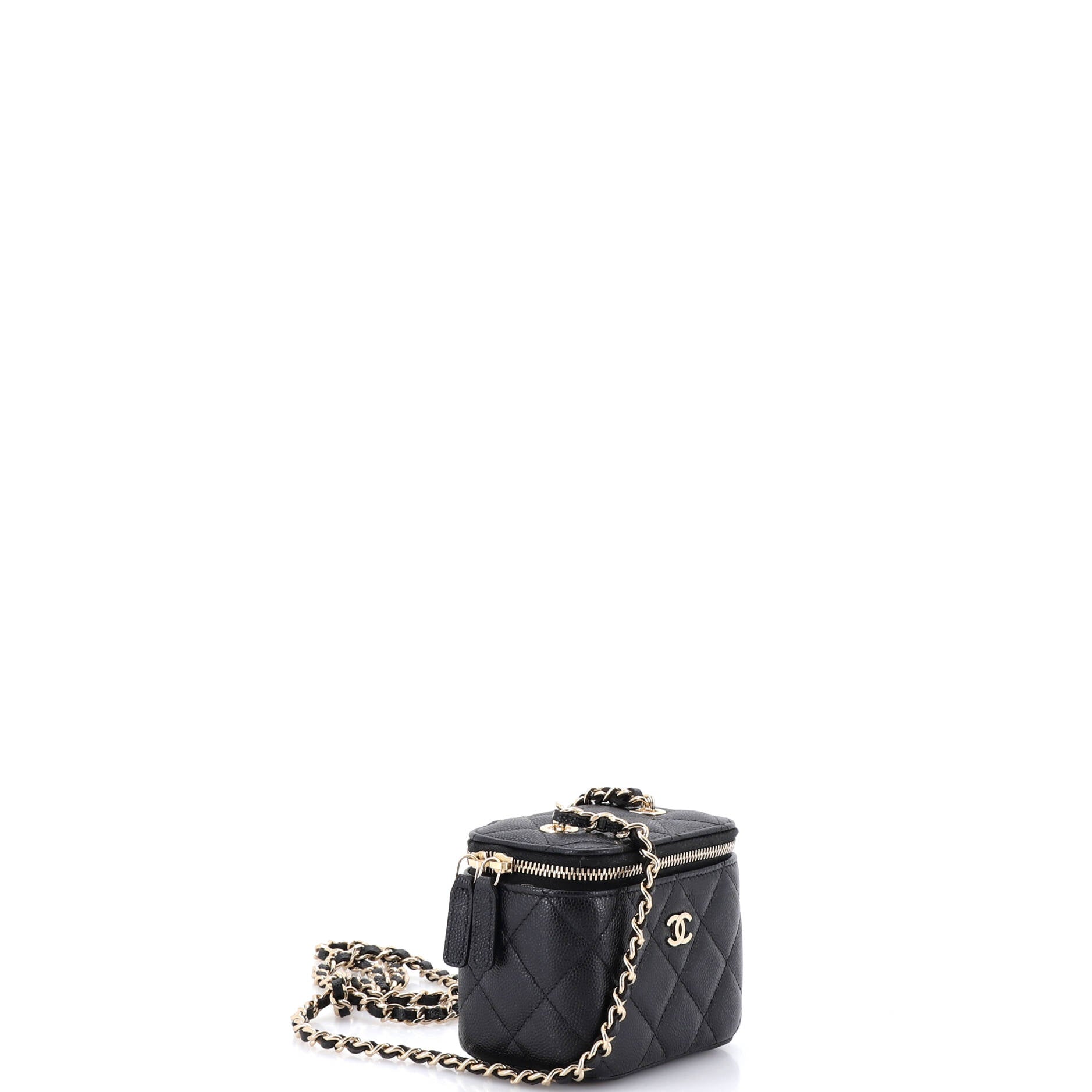 Classic Vanity Case with Chain Quilted Caviar Mini