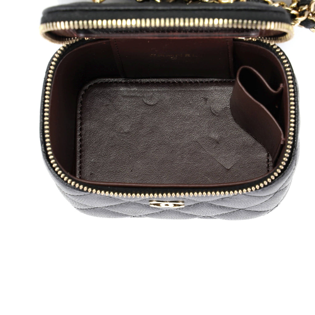 Classic Vanity Case with Chain Quilted Caviar Mini