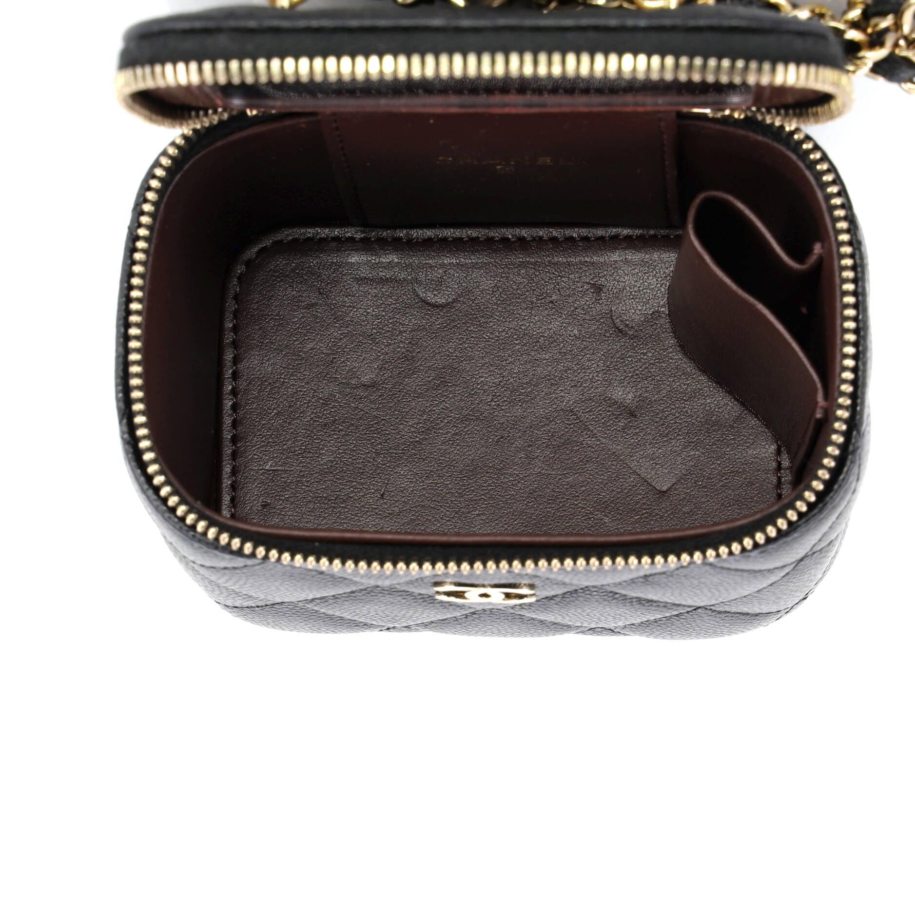 Classic Vanity Case with Chain Quilted Caviar Mini