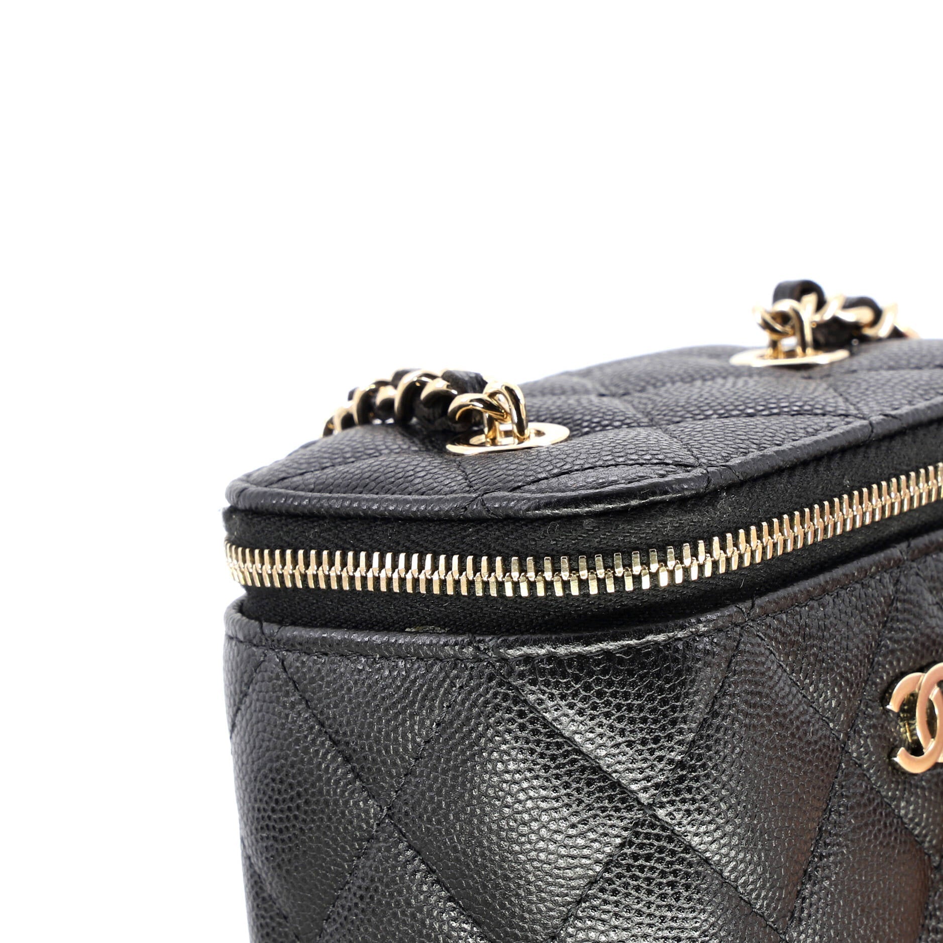 Classic Vanity Case with Chain Quilted Caviar Mini
