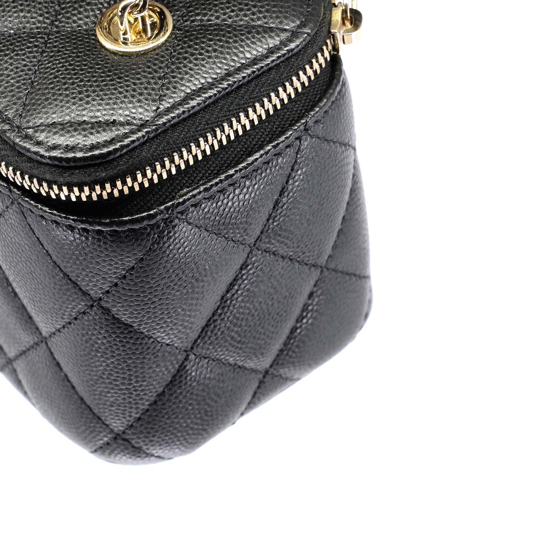 Classic Vanity Case with Chain Quilted Caviar Mini