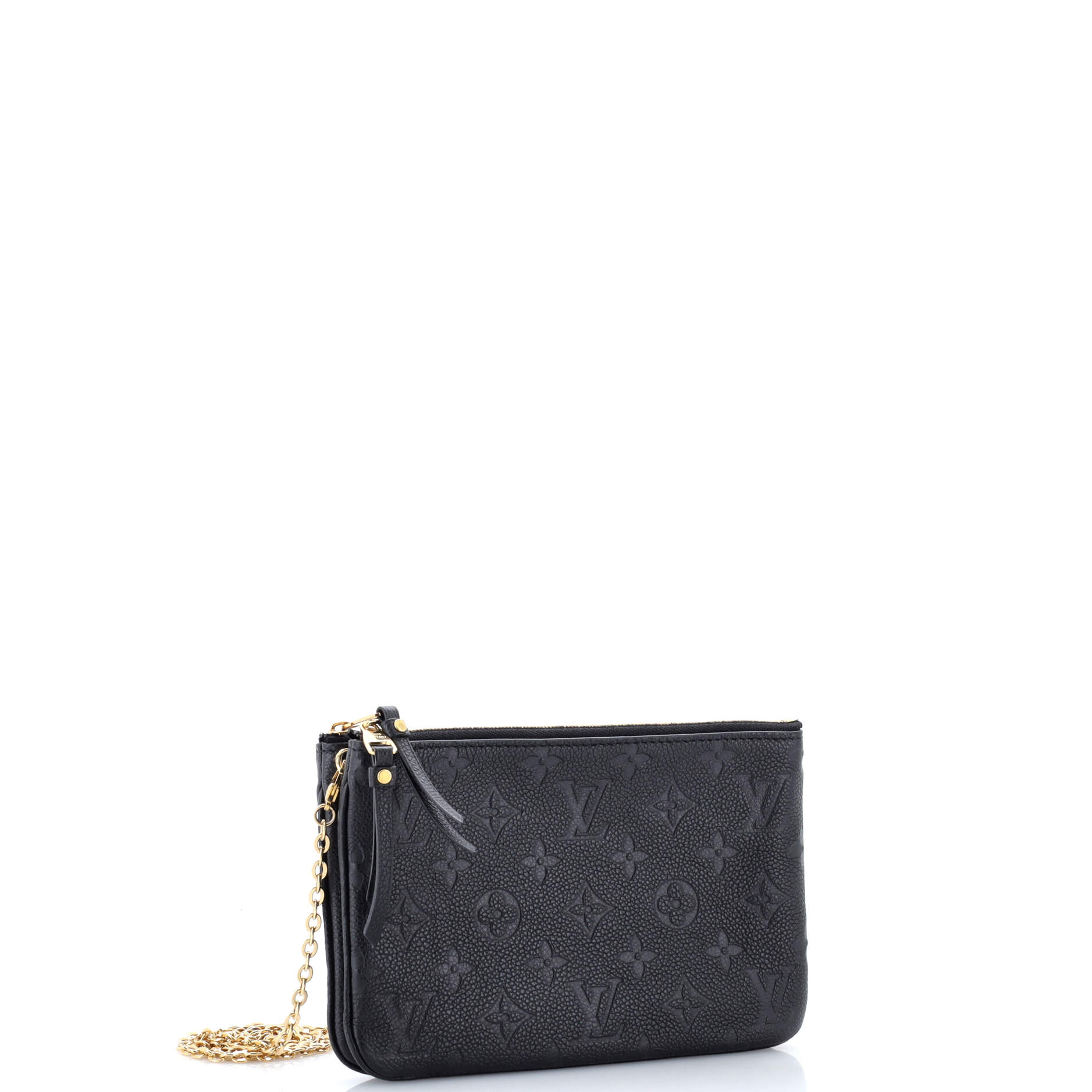 Double Zip Pochette Monogram Empreinte Leather
