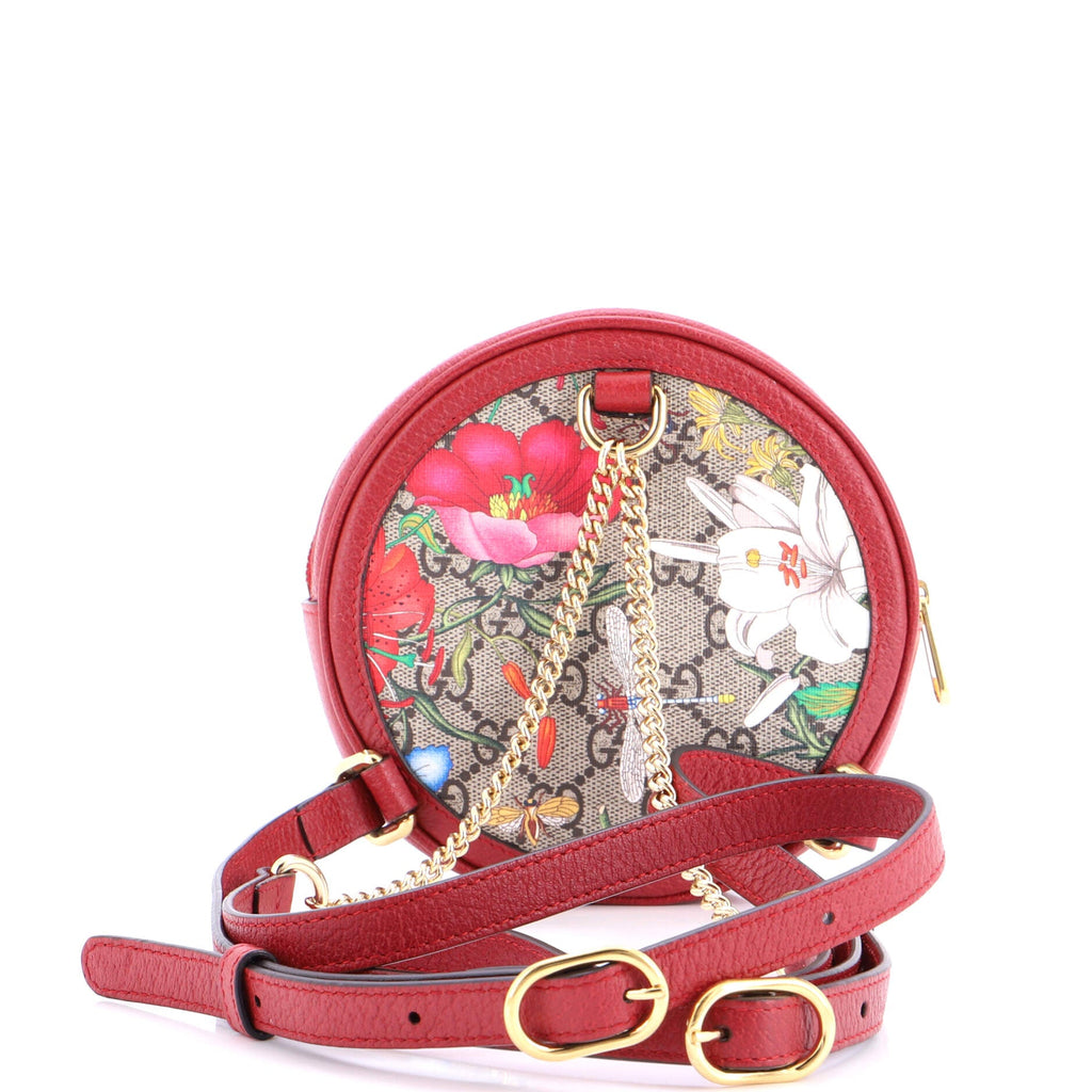 Ophidia Round Backpack Flora GG Coated Canvas Mini