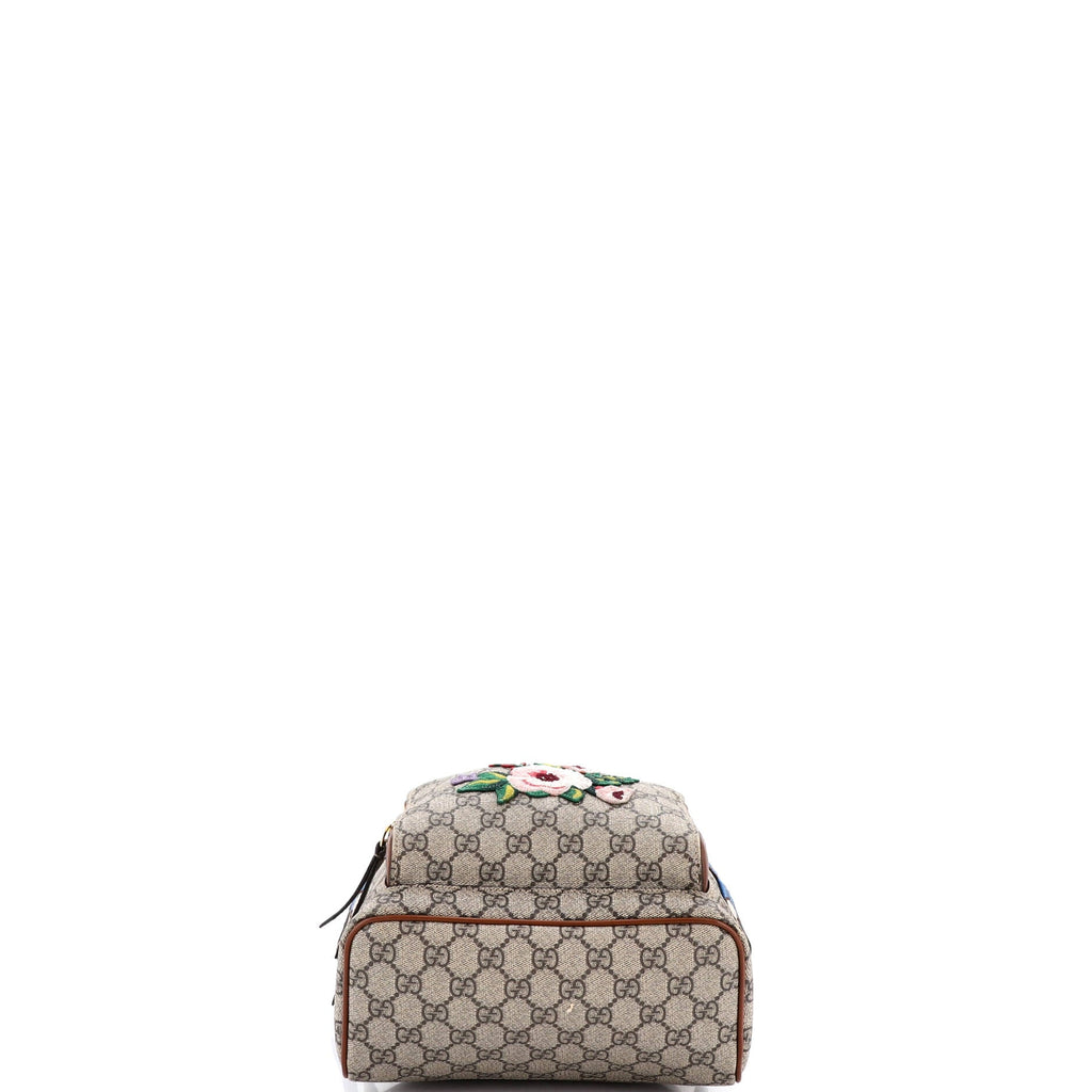 Zip Pocket Backpack Embroidered GG Coated Canvas Small