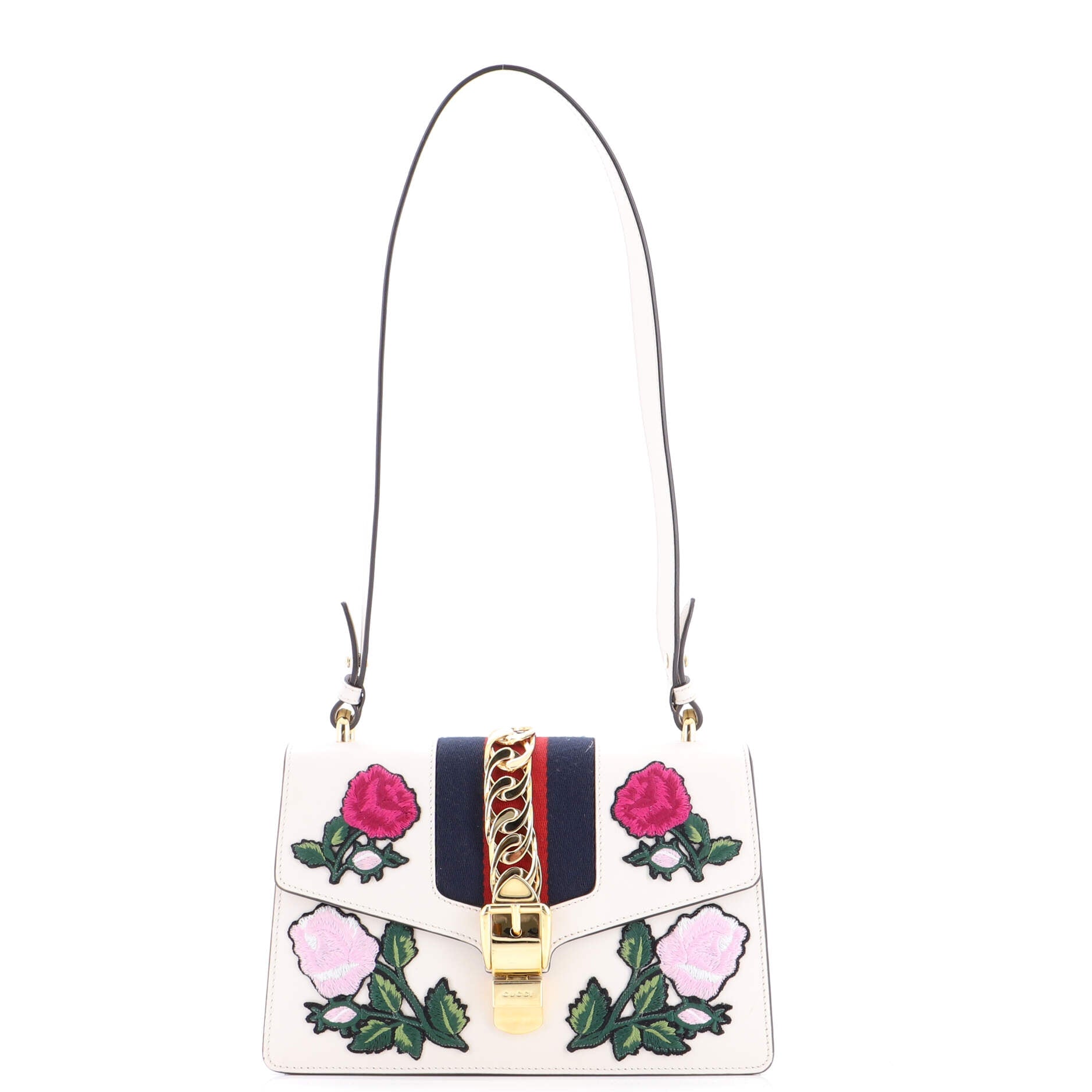 Sylvie Shoulder Bag Embroidered Leather Small