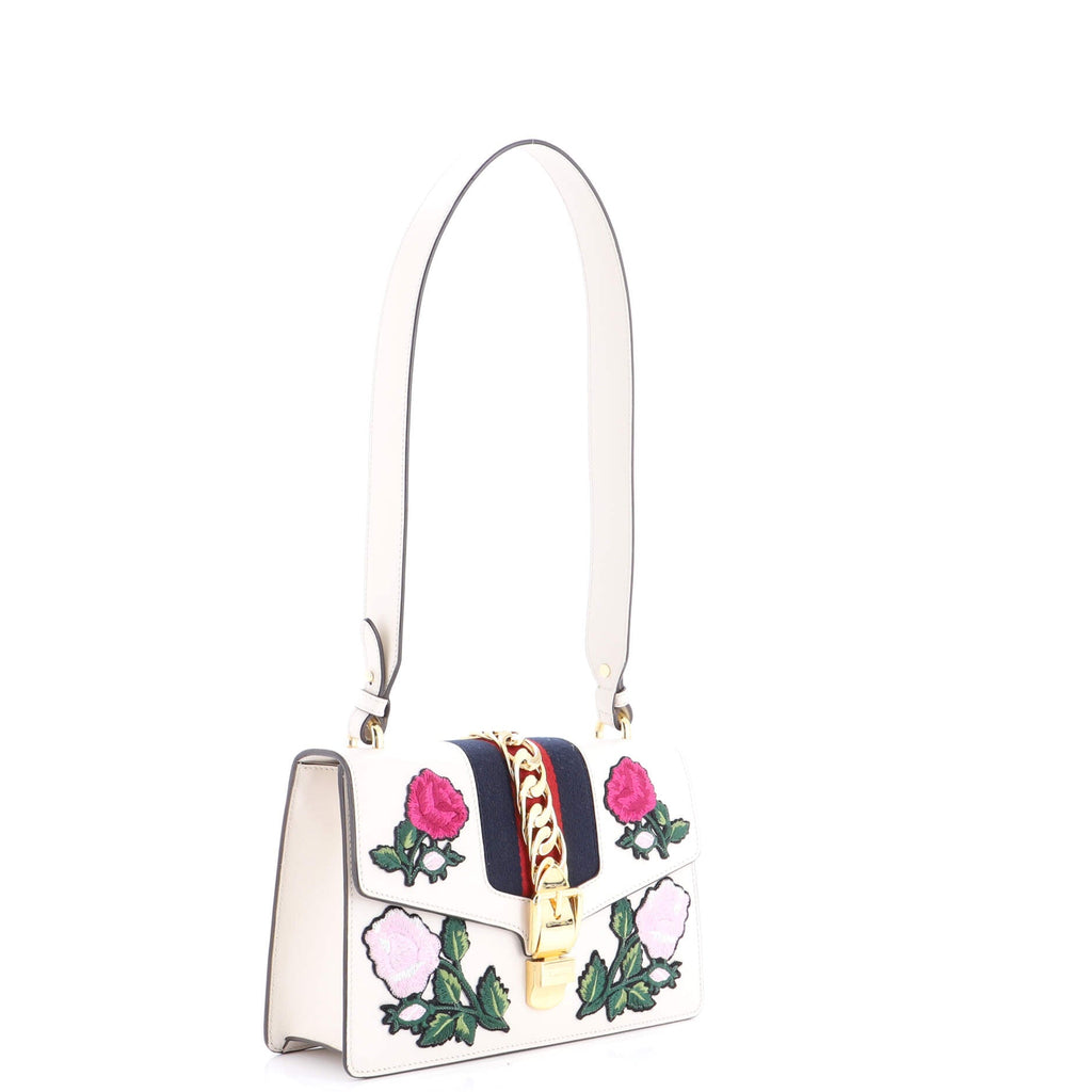 Sylvie Shoulder Bag Embroidered Leather Small