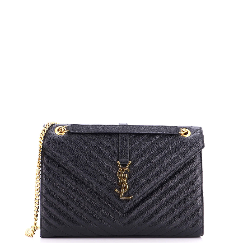 Classic Monogram Envelope Satchel Matelasse Chevron Leather Large