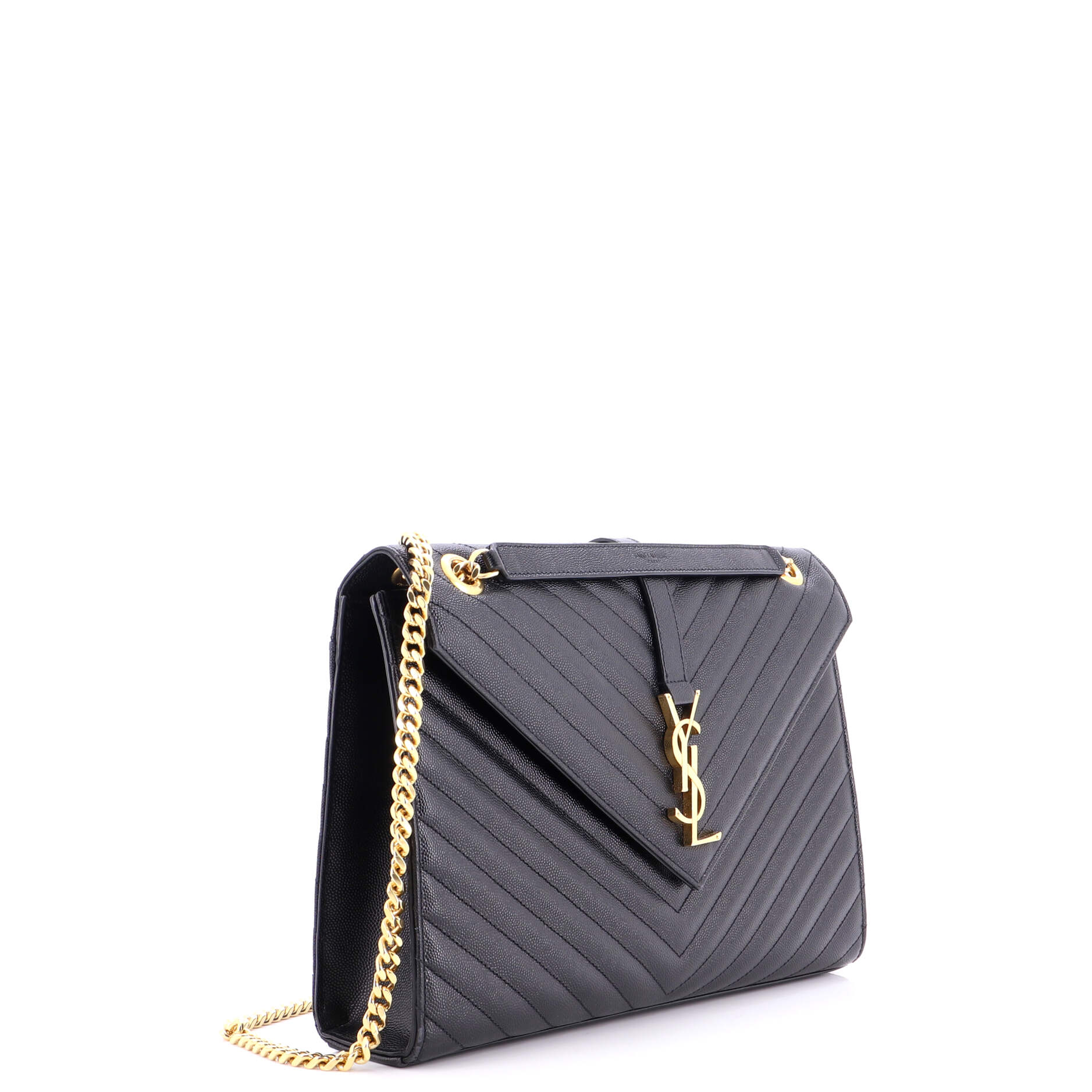 Classic Monogram Envelope Satchel Matelasse Chevron Leather Large