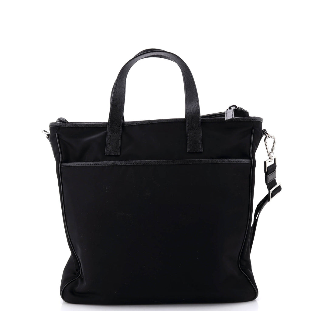 Convertible Front Pocket Briefcase Tote Tessuto with Saffiano Leather Medium