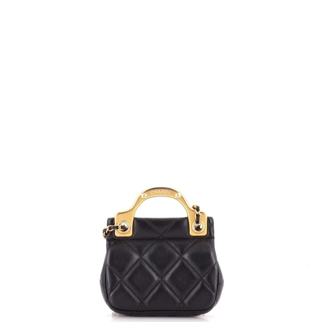 Lady Handle Flap Card Holder on Chain Quilted Calfskin