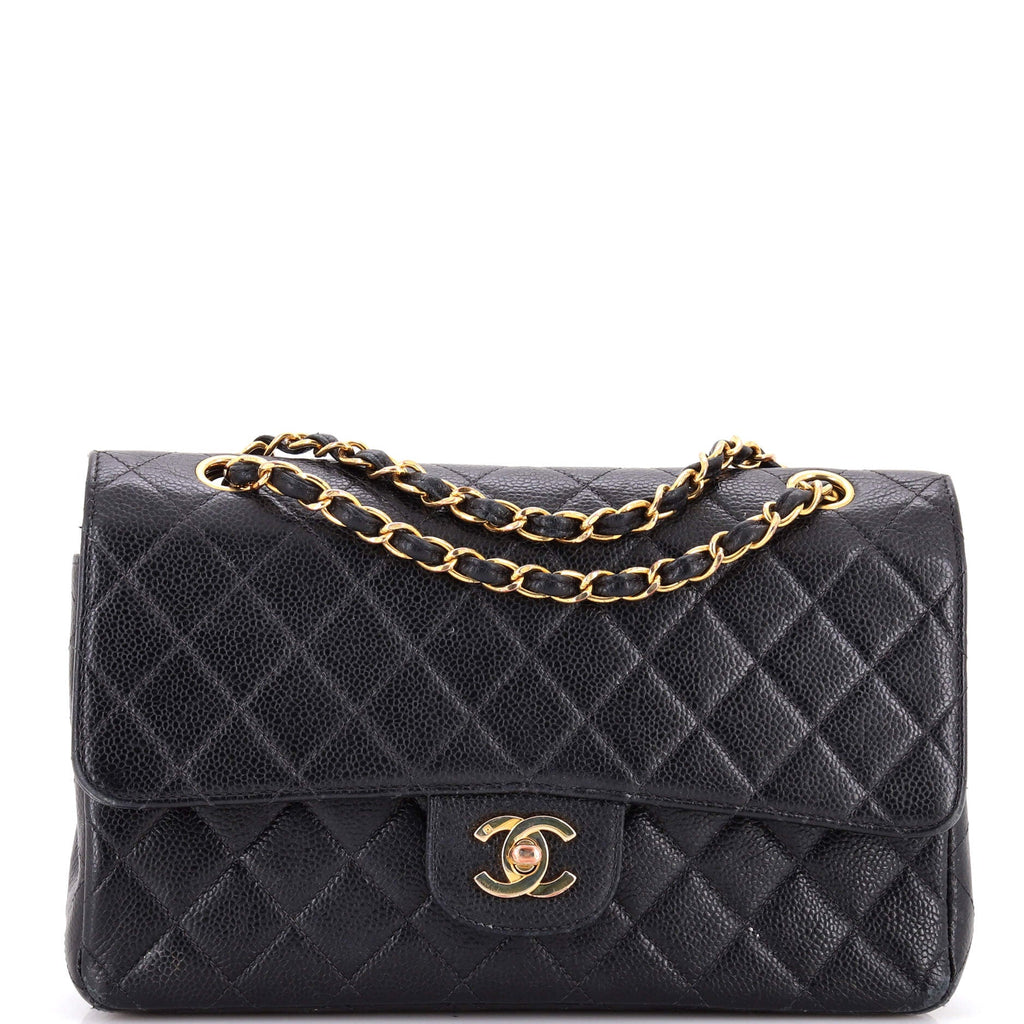 Vintage Classic Double Flap Bag Quilted Caviar Medium