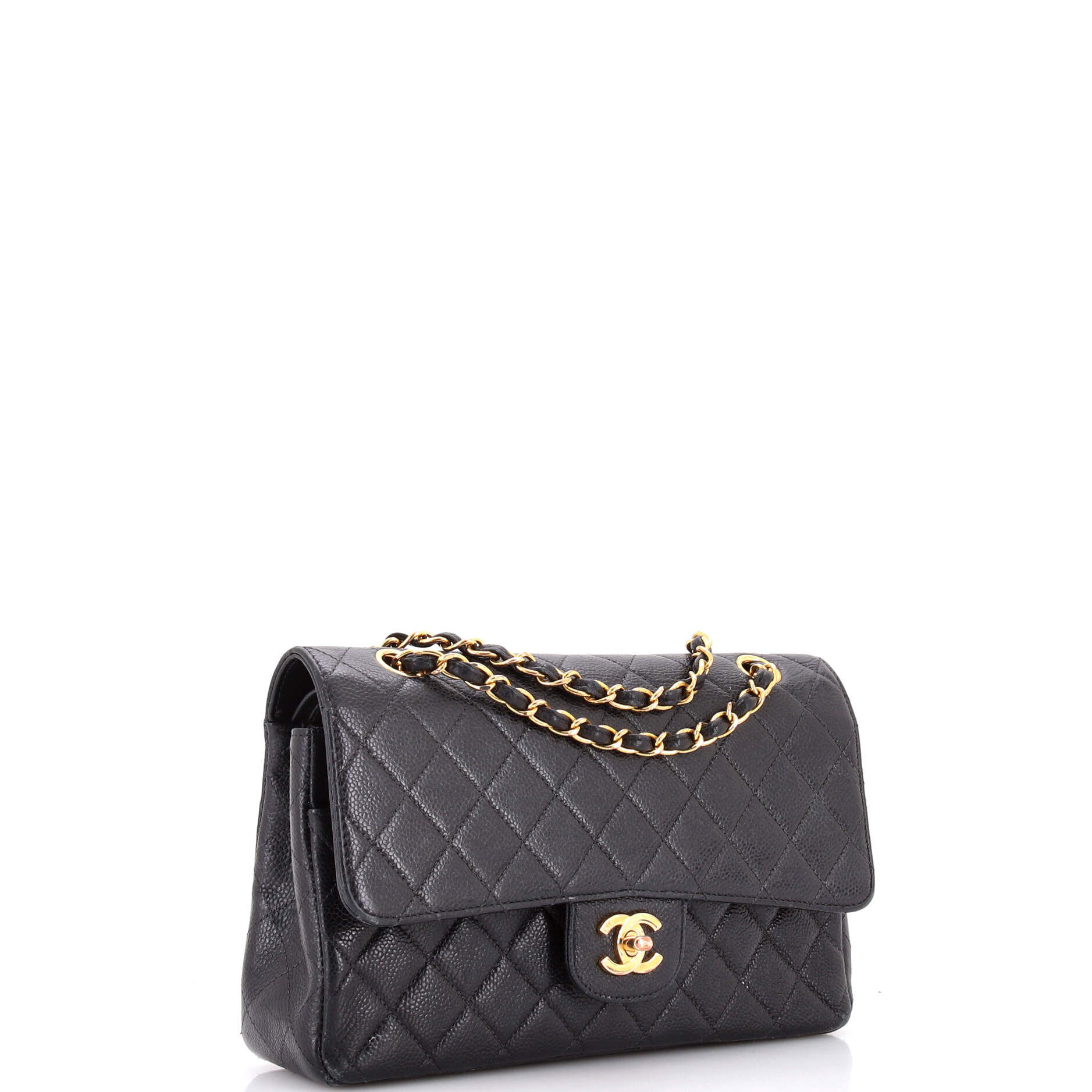 Vintage Classic Double Flap Bag Quilted Caviar Medium