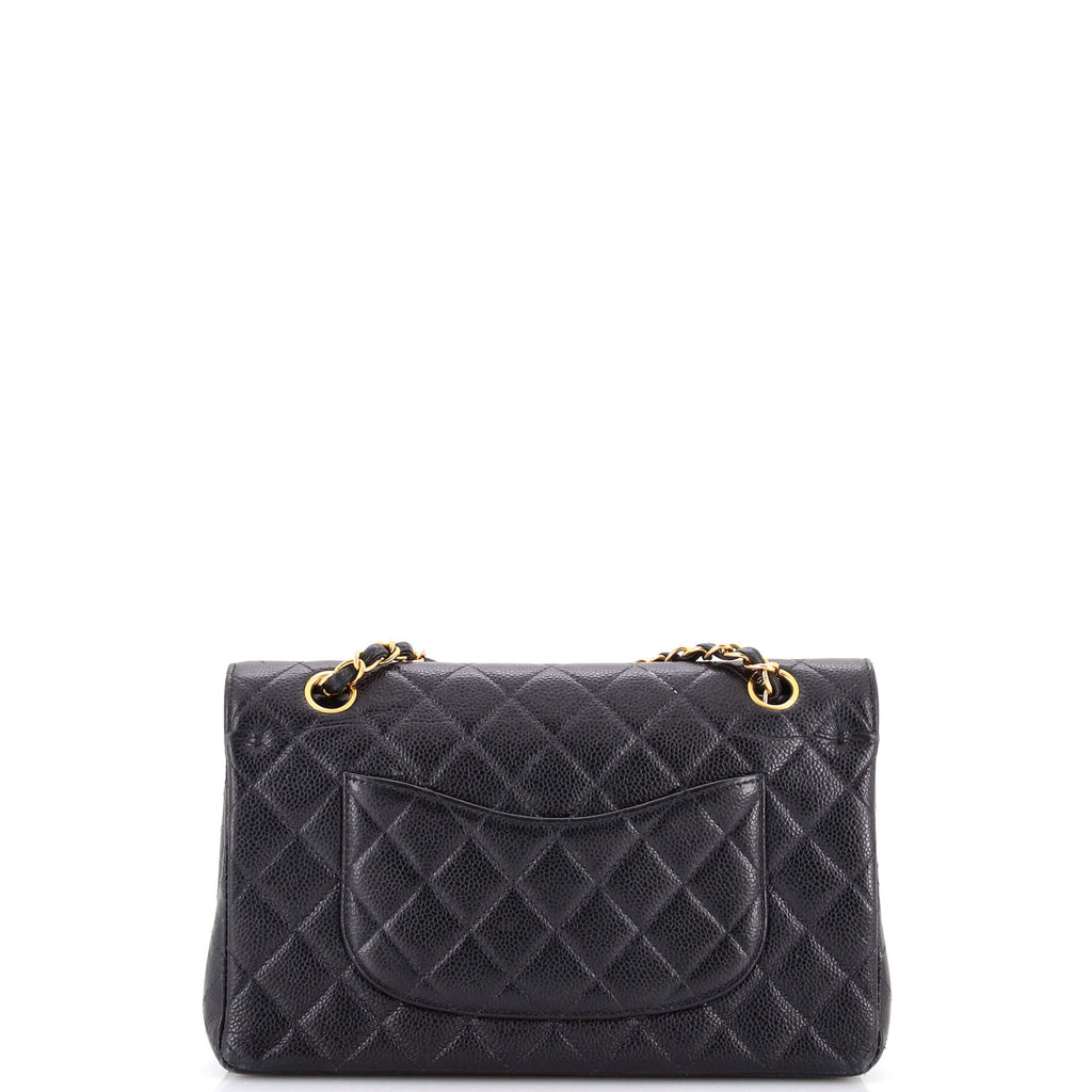 Vintage Classic Double Flap Bag Quilted Caviar Medium